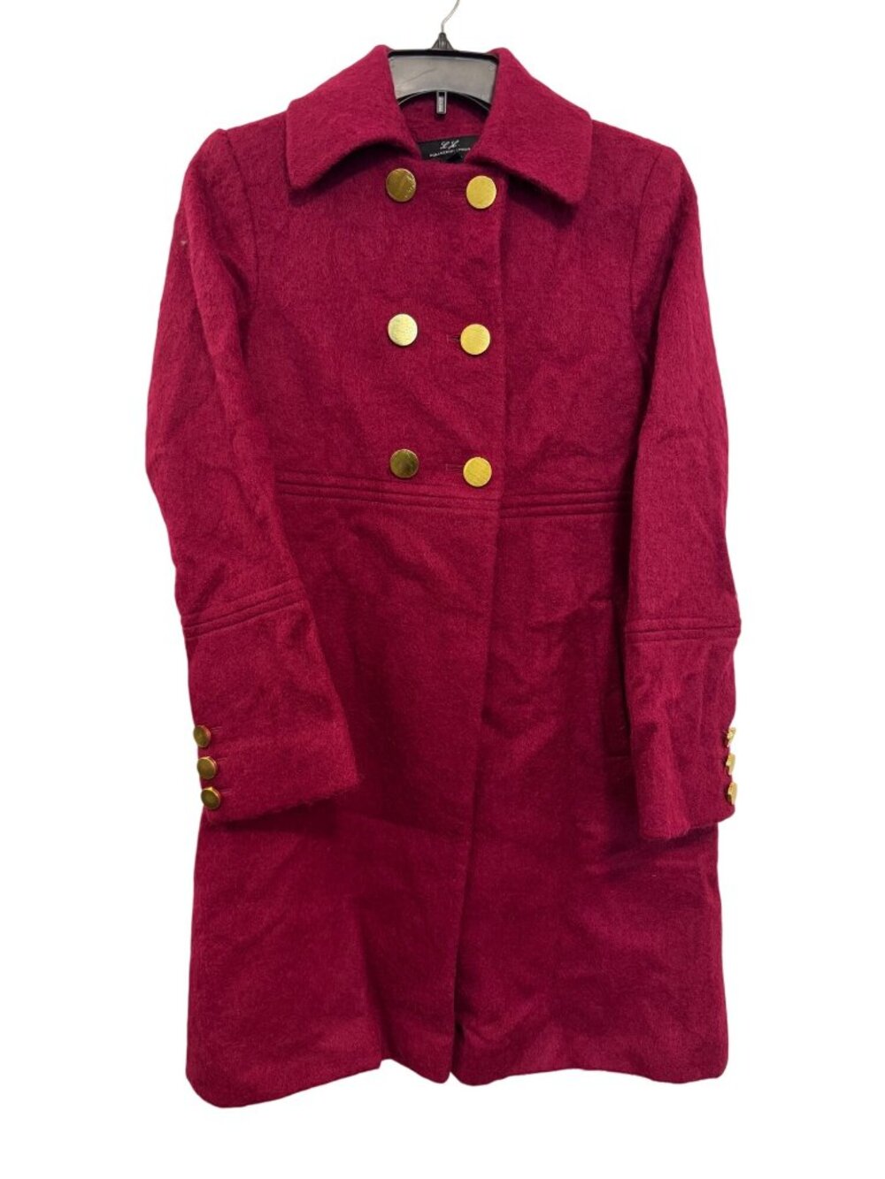 L.L. Collezioni Italia Womens Red Wool Blend Military Style Coat Size 8